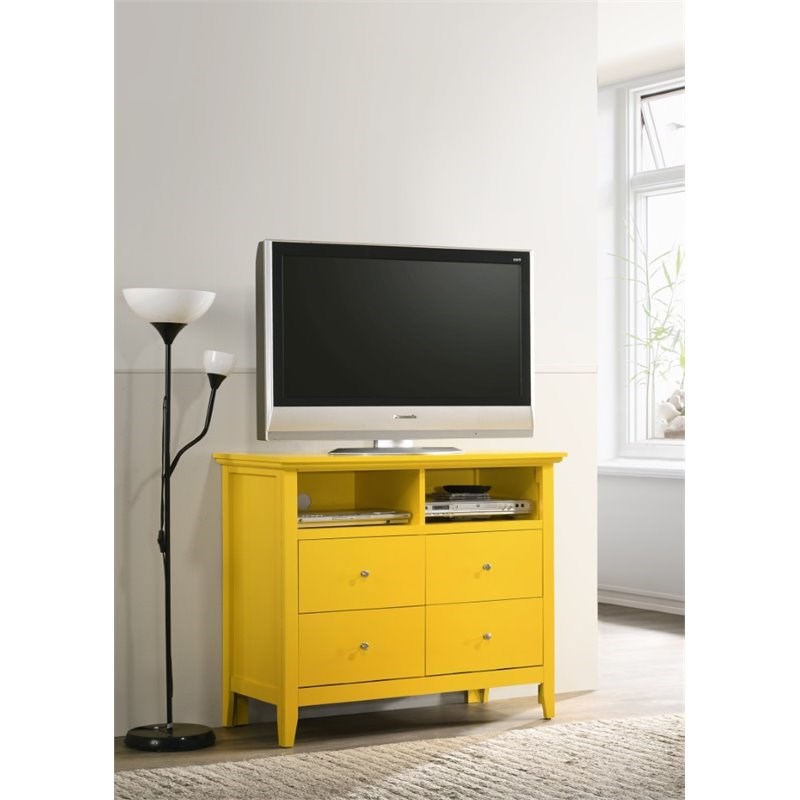 Glory Furniture Hammond 4 Drawer TV Stand in Yellow