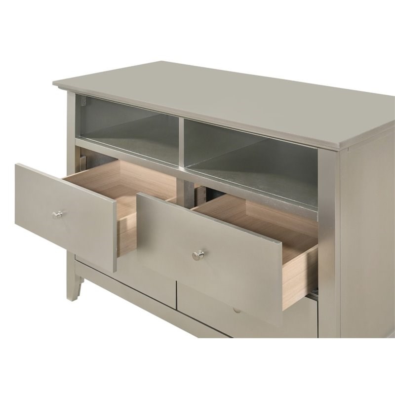 Glory Furniture Hammond 4 Drawer TV Stand in Silver Champagne