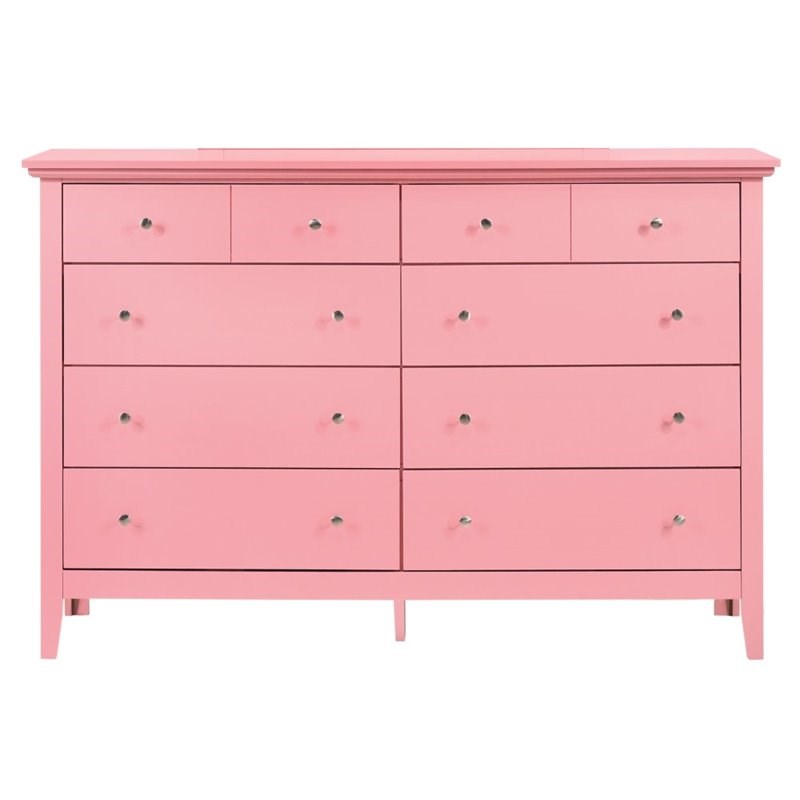 Glory Furniture Hammond 8 Drawer Dresser in Pink
