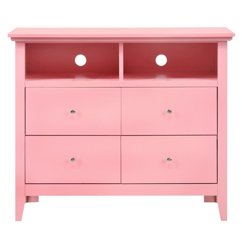 Glory Furniture Hammond 4 Drawer TV Stand in Pink