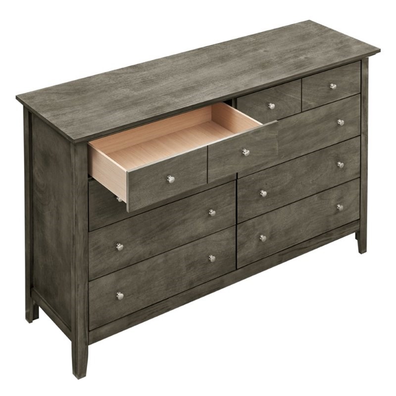 Glory Furniture Hammond 8 Drawer Dresser in Gray