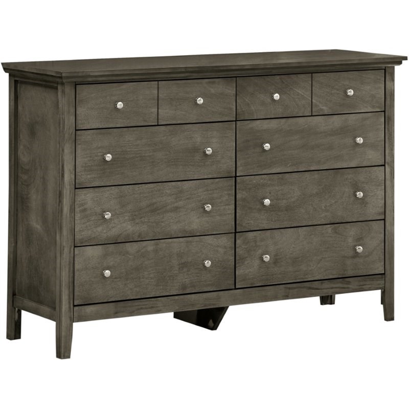 Glory Furniture Hammond 8 Drawer Dresser in Gray