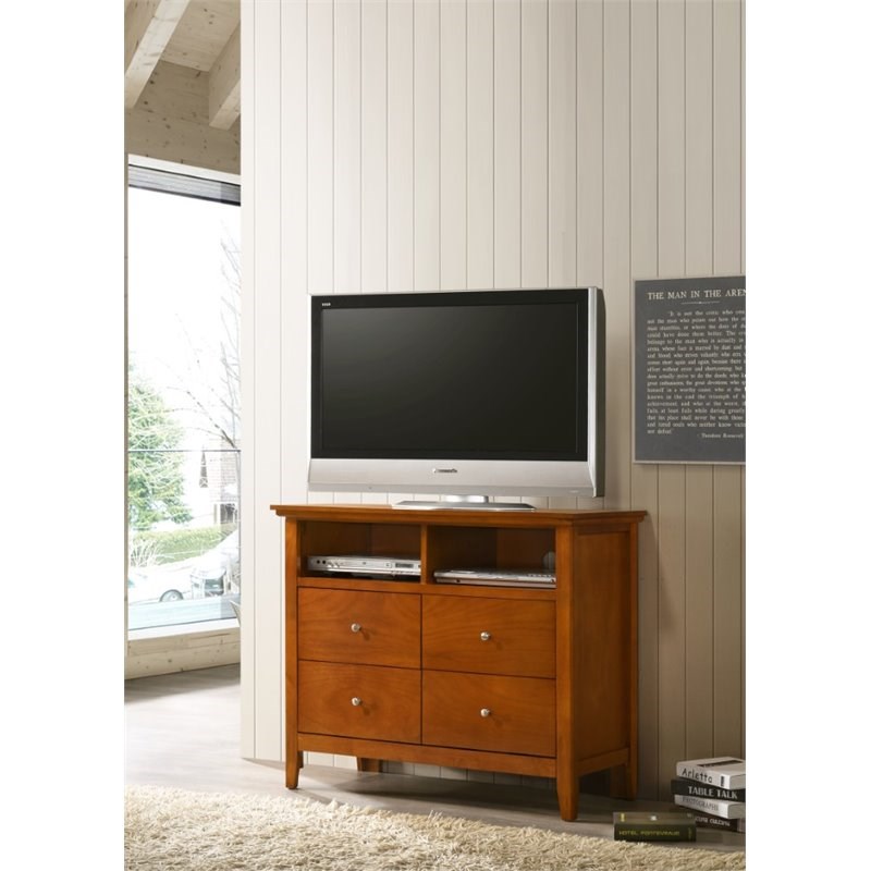 Glory Furniture Hammond 4 Drawer TV Stand in Oak