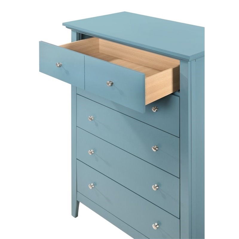 Glory Furniture Hammond 5 Drawer Chest in Teal