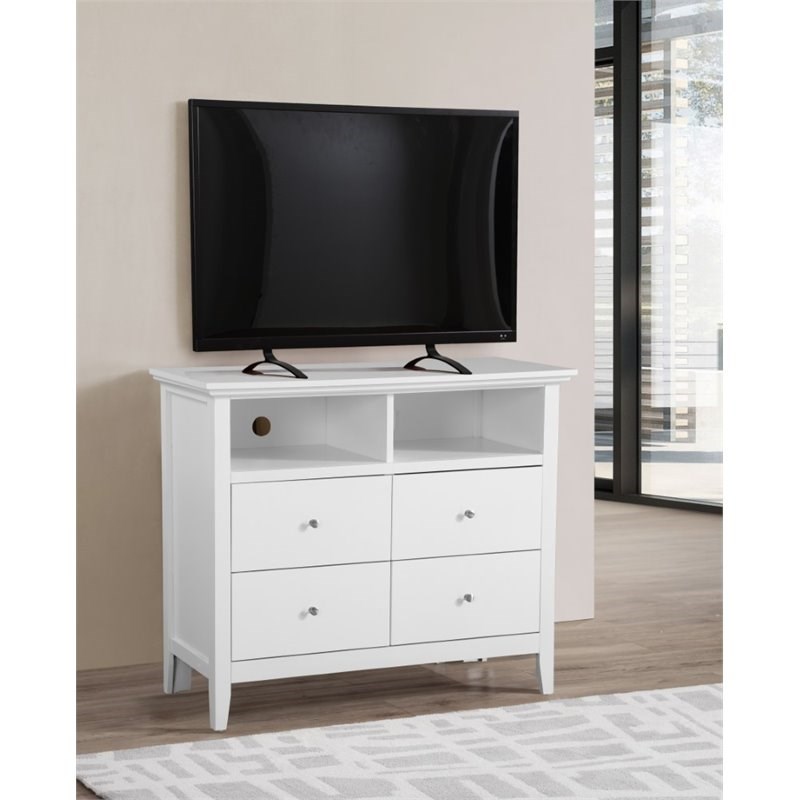 Glory Furniture Hammond 4 Drawer TV Stand in White