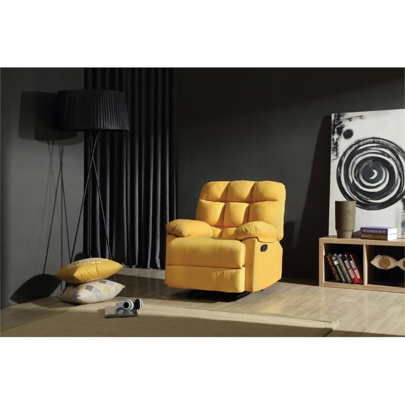 Glory Furniture Cindy Twill Fabric Rocker Recliner in Yellow Homesquare