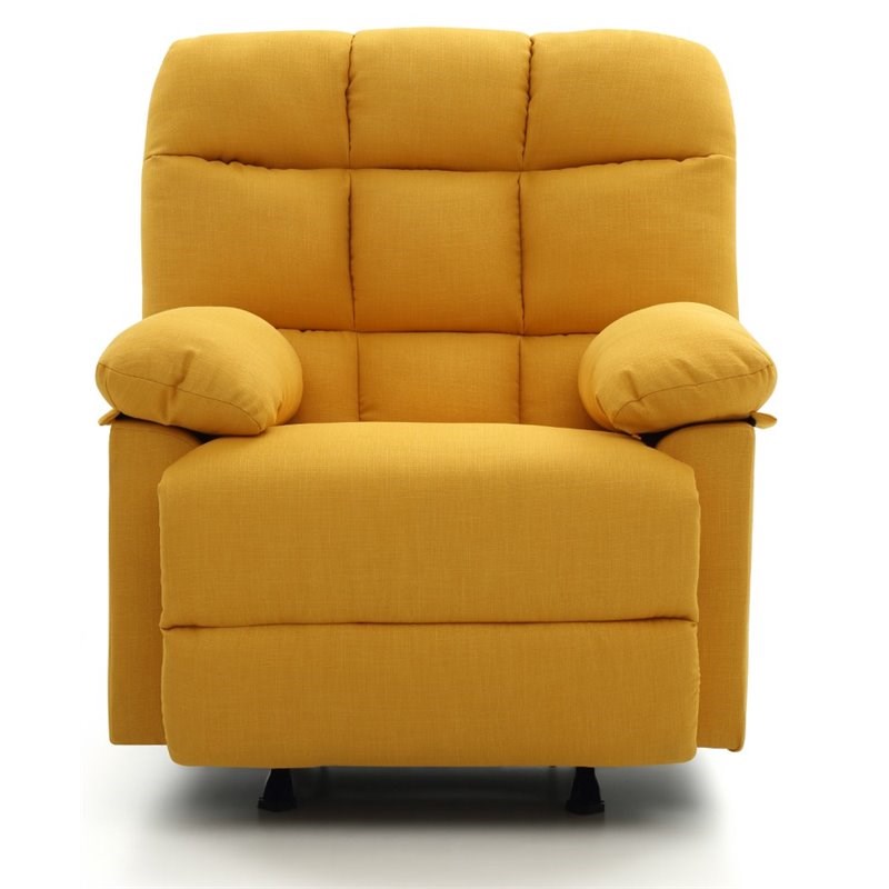 Glory Furniture Cindy Twill Fabric Rocker Recliner in Yellow Homesquare