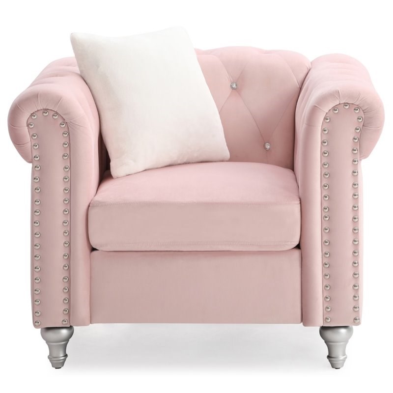Glory Furniture Raisa Velvet Chair in Pink