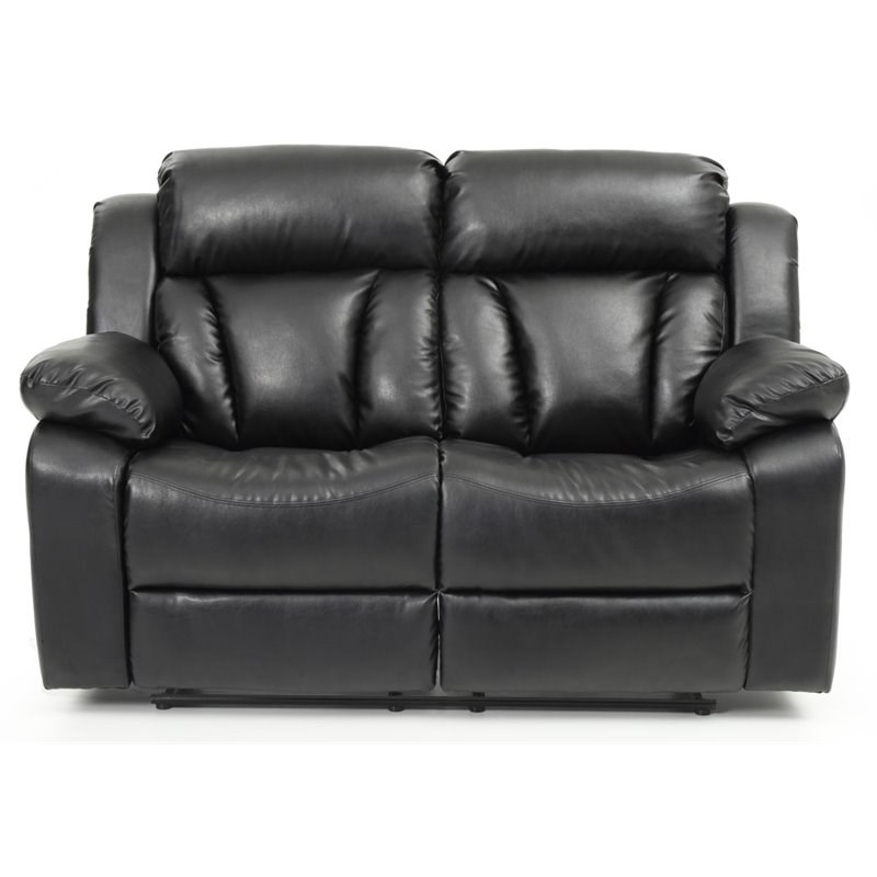 Glory Furniture Daria Faux Leather Reclining Loveseat in Black Homesquare
