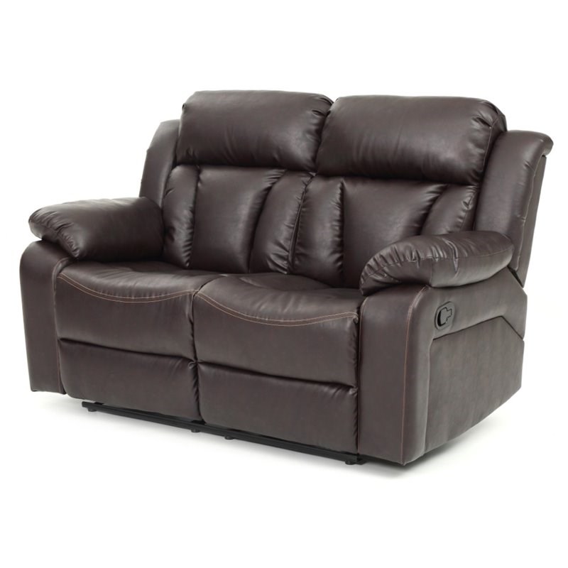 brown leather 2 seater recliner sofa