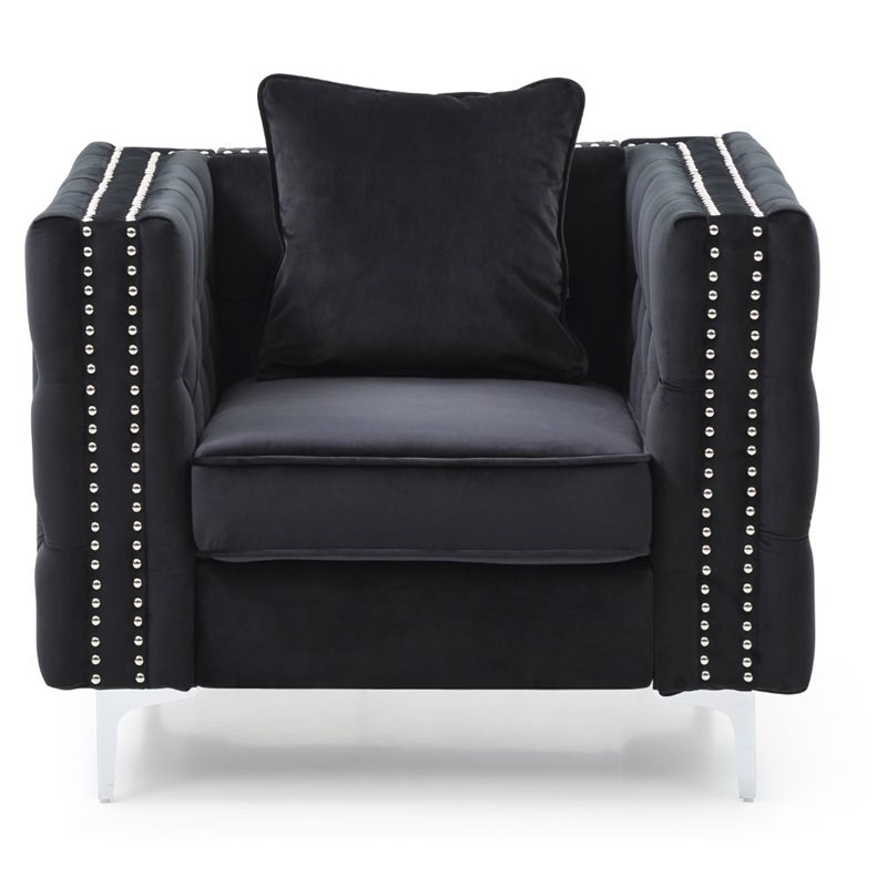 Glory Furniture Paige Velvet Chair in Black