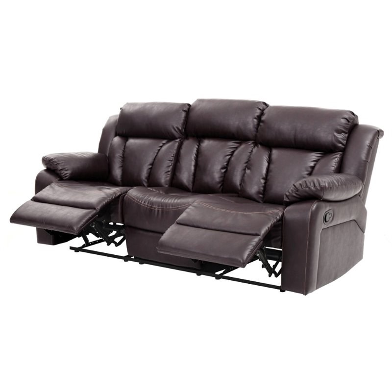Glory Furniture Daria Faux Leather, Light Brown Leather Recliner Sofa