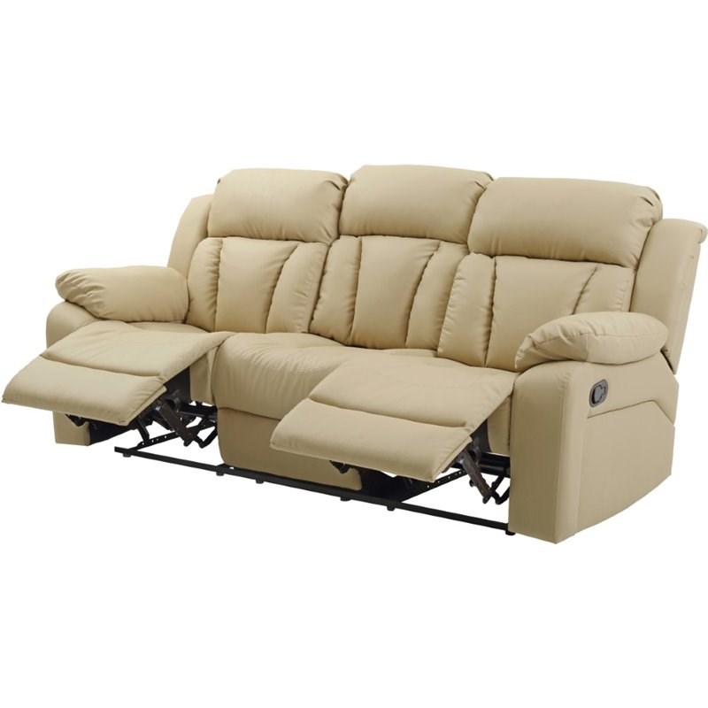 Glory Furniture Daria Faux Leather Reclining Sofa in Beige Homesquare