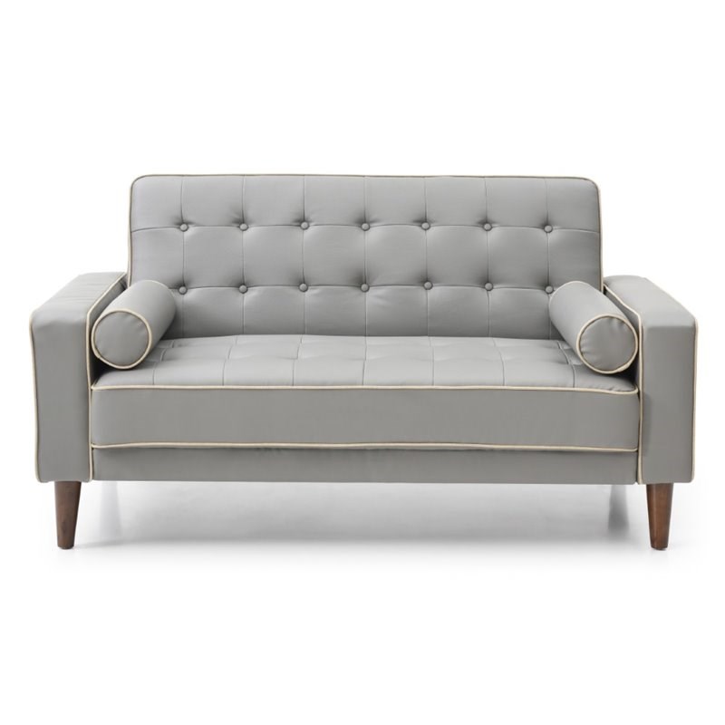 Glory Furniture Andrews Faux Leather Sleeper Loveseat in Gray Homesquare