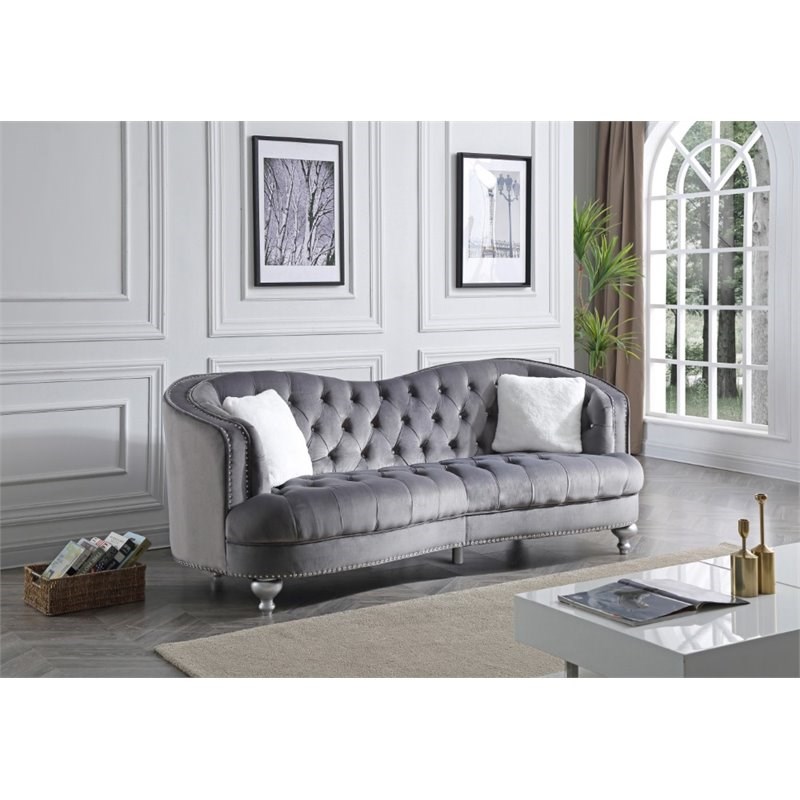 Glory Furniture Jewel Velvet Sofa in Gray Homesquare