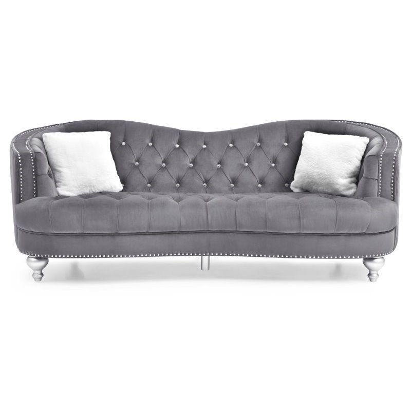 Glory Furniture Jewel Velvet Sofa in Gray | Homesquare