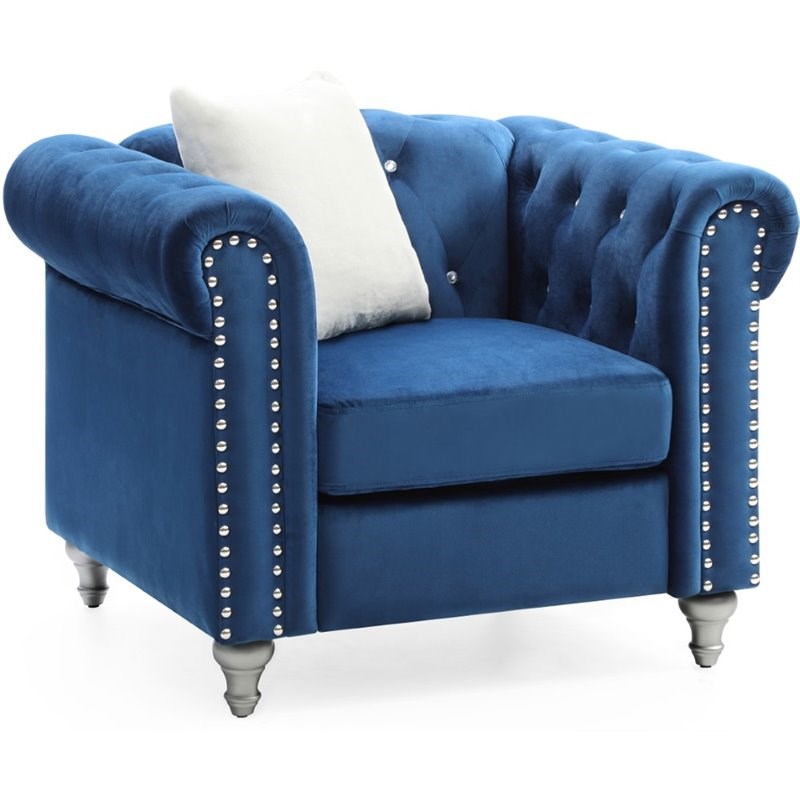 Glory Furniture Raisa Velvet Chair in Navy Blue
