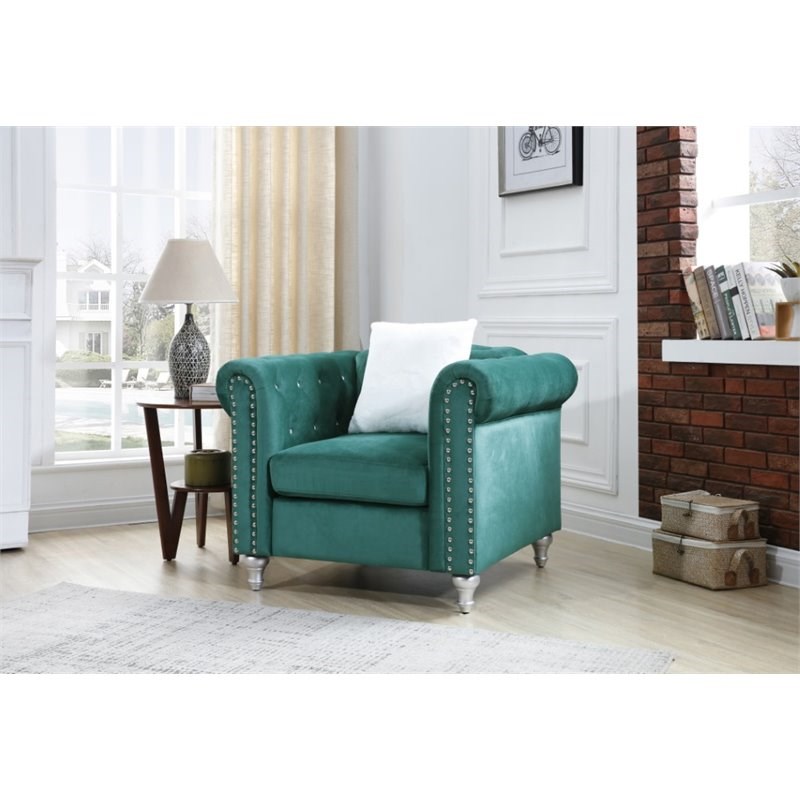 Glory Furniture Raisa Velvet Chair in Green