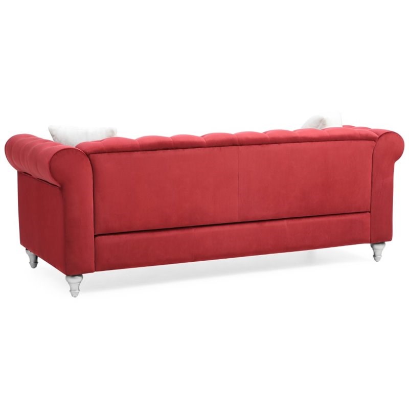 Glory Furniture Raisa Velvet Sofa in Burgundy | Homesquare