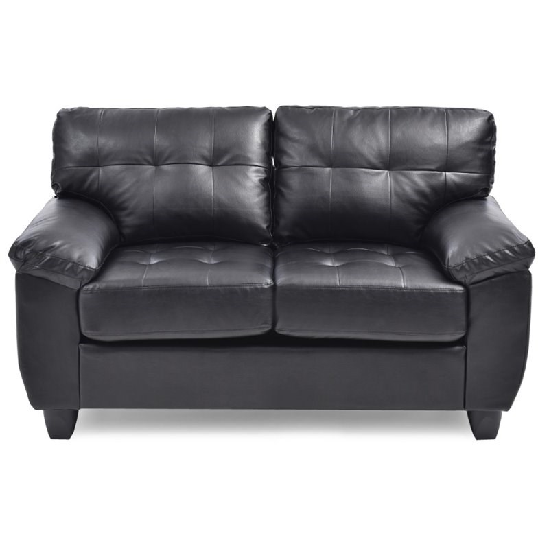 Glory Furniture Gallant Faux Leather Loveseat in Black