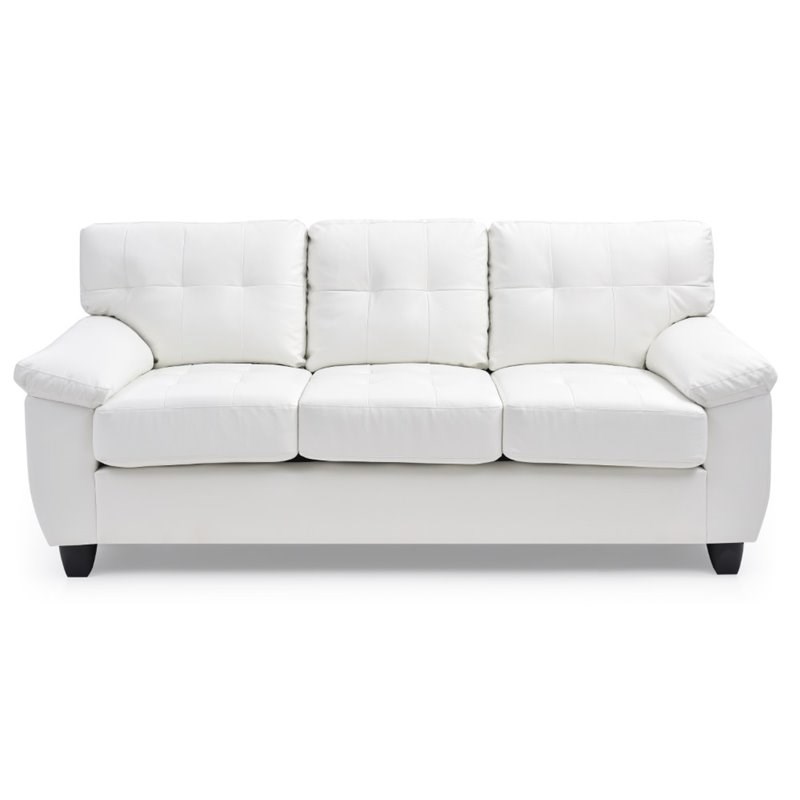 Glory Furniture Gallant Faux Leather Sofa in White | Homesquare