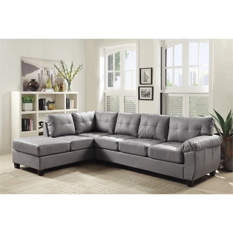 Glory Furniture Gallant Faux Leather Sectional in Gray