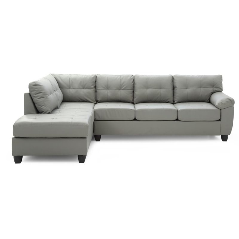 Glory Furniture Gallant Faux Leather Sectional in Gray