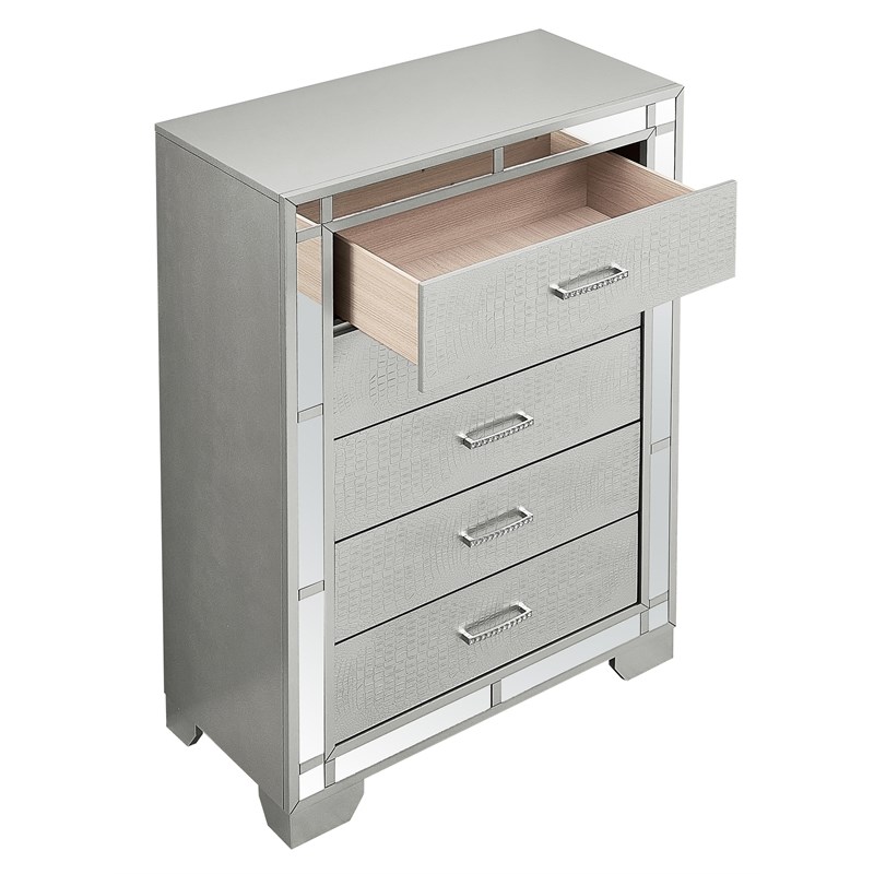 Glory Furniture 5 Drawer Chest Silver Champagne