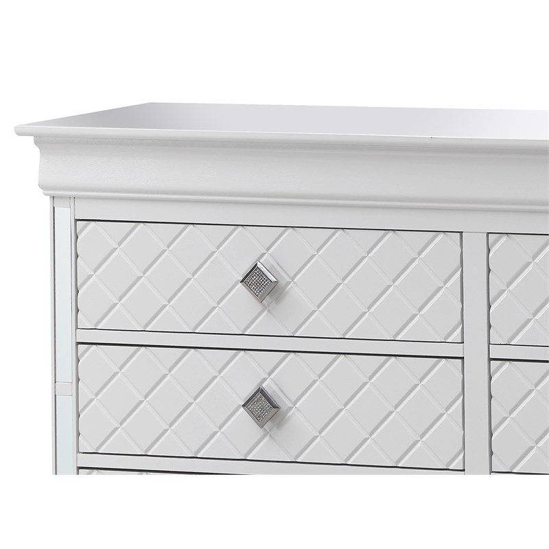 Glory Furniture Verona Wood 6 Drawer Dresser White Pearlescent Finish