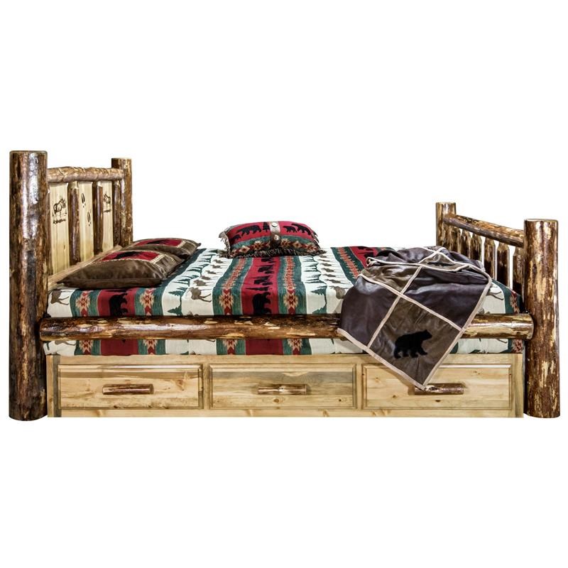 Montana Woodworks Glacier Country Solid Pine Wood Twin Storage Bed in Brown