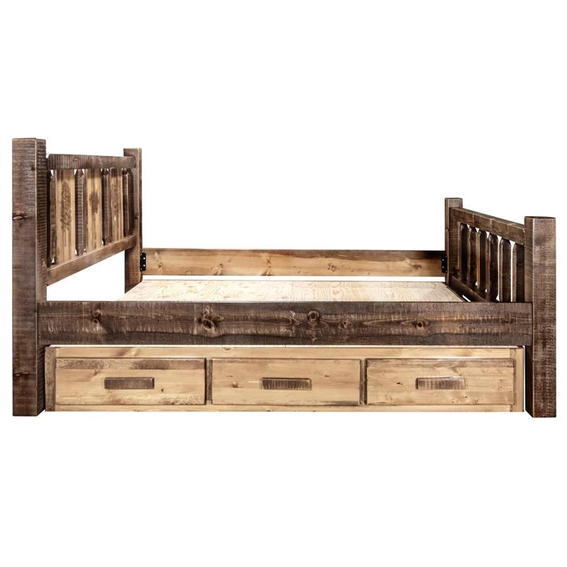 Montana Woodworks Homestead Wood Full Storage Bed with Pine Design in Brown