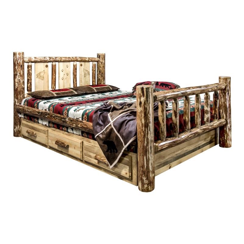 Hand Crafted Wood Queen Storage Bed, Montana Queen Bookcase Storage Bed