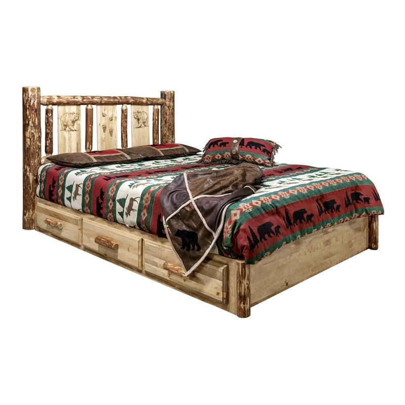 Montana Woodworks Glacier Country, Solid Wood Twin Headboard With Storage