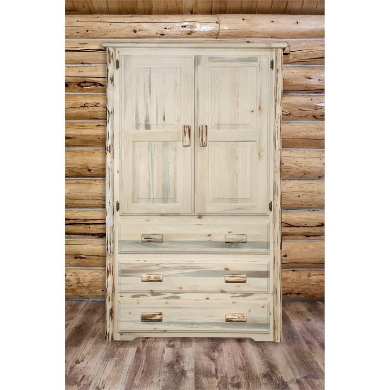 Montana Woodworks Transitional Solid Wood Wardrobe Armoires in Natural