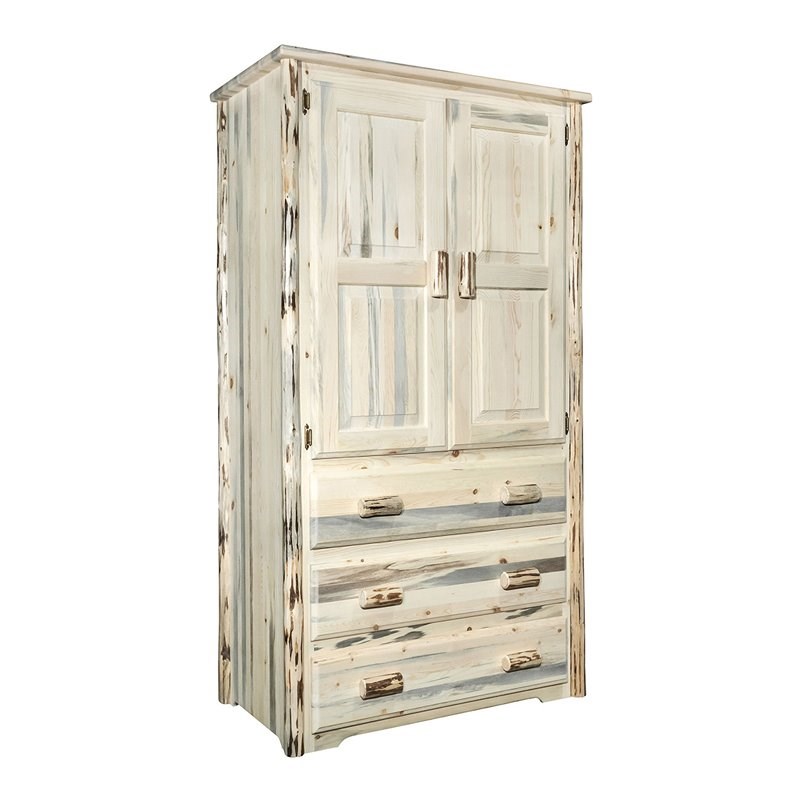 Montana Woodworks Transitional Wood Wardrobe Armoires in Natural