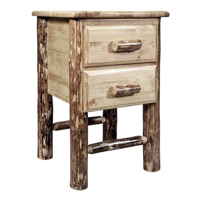 Montana Woodworks Glacier Country Wood Nightstand with 2 Drawers in Brown