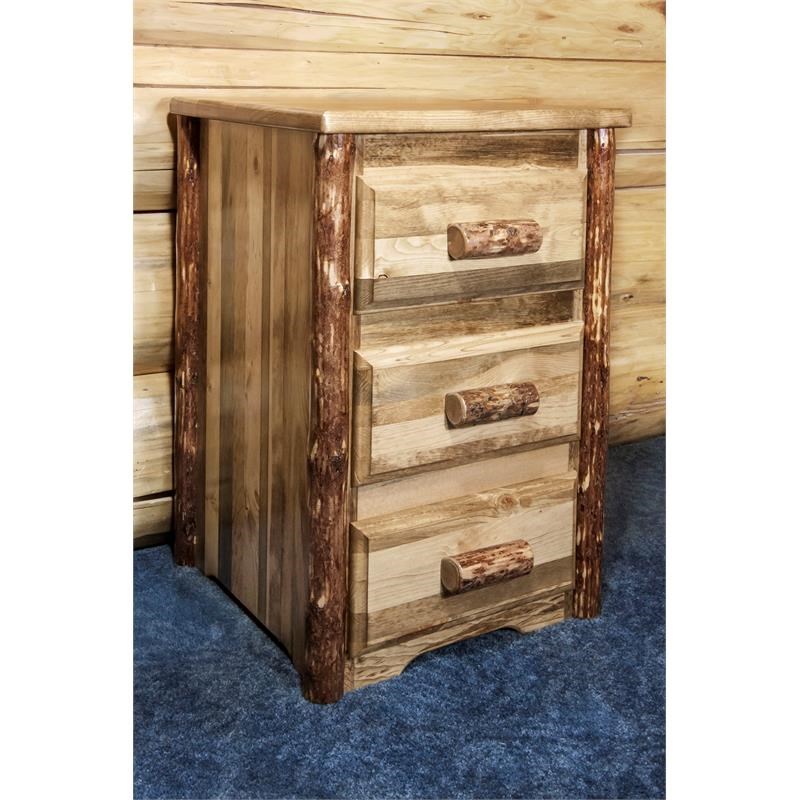 Montana Woodworks Glacier Country Wood Nightstand with 3 Drawers in Brown