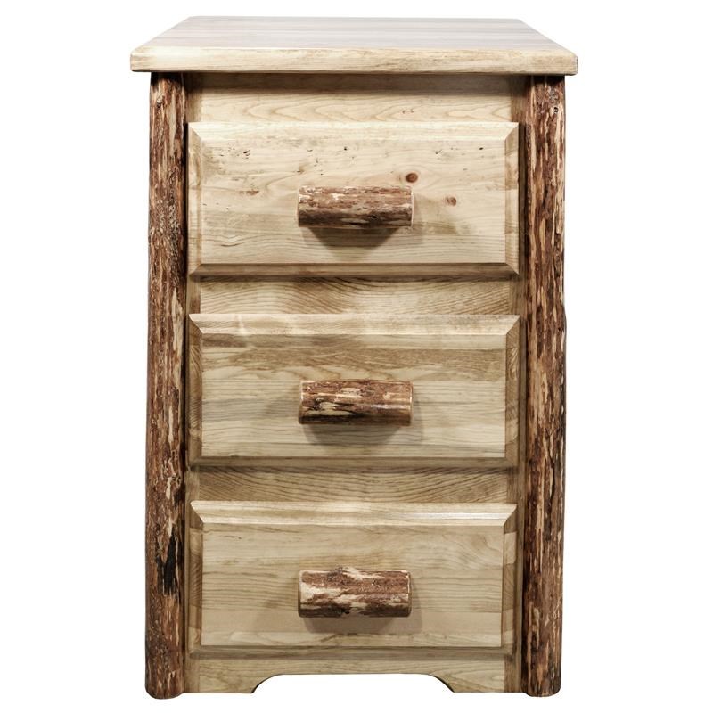 Montana Woodworks Glacier Country Wood Nightstand with 3 Drawers in Brown