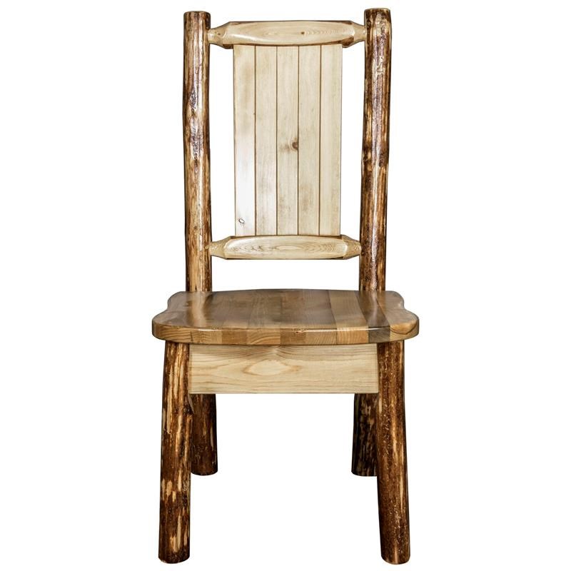 Montana Woodworks Glacier Country Wood Side Chair with Moose Design in Brown