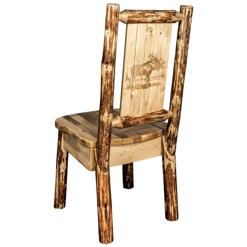 Montana Woodworks Glacier Country Wood Side Chair with Moose Design in Brown