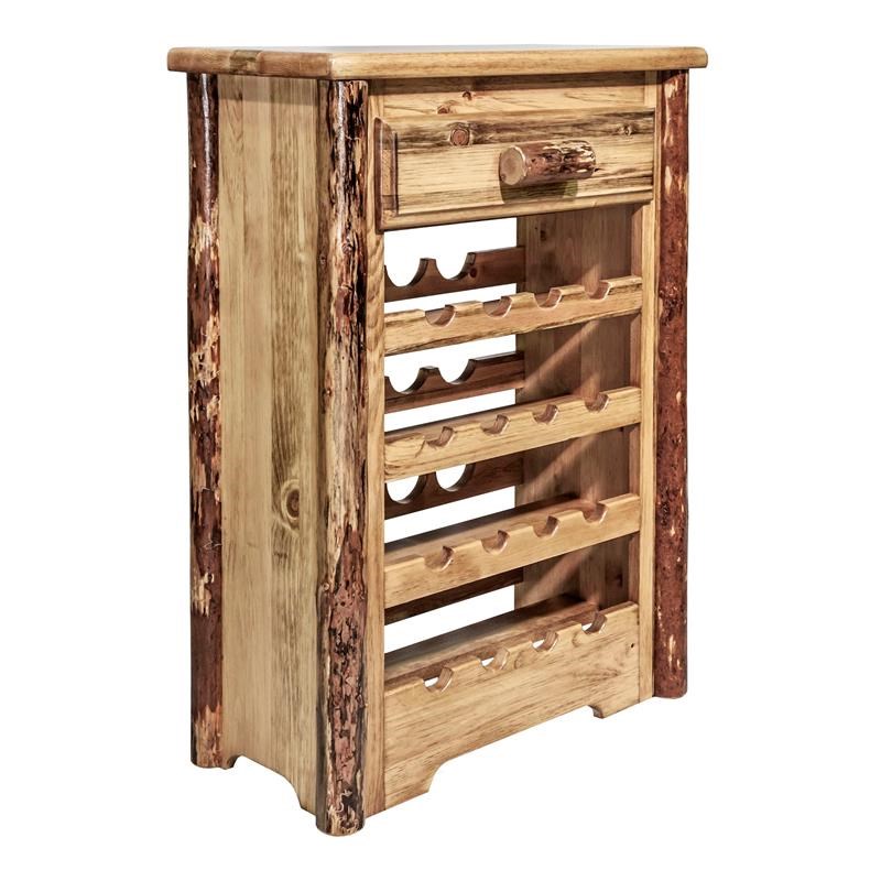 Montana Woodworks Glacier Country Wood Wine Cabinet in Brown Lacquered