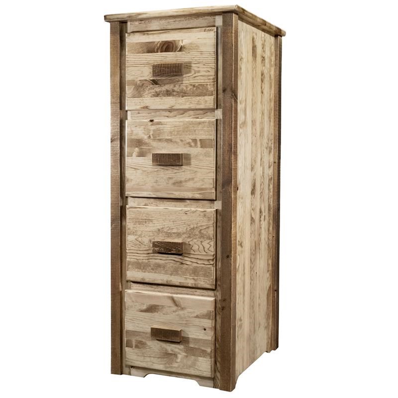 Montana Woodworks Homestead 4 Drawers Solid Wood File Cabinet in Brown