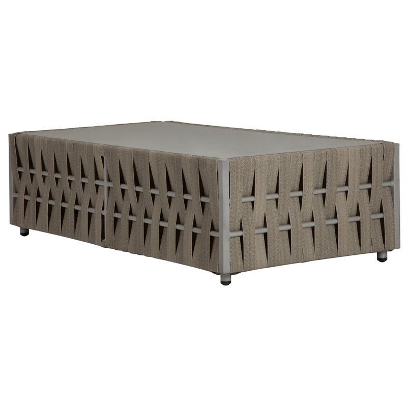 Source Furniture Scorpio Aluminum Frame Rectangular Patio Coffee Table in Gray