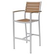 Source Furniture Napa Aluminum Patio Bar Stool in Silver Frame/Teak Seat & Back