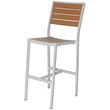Source Furniture Napa Aluminum Patio Bar Side Stool in Silver Frame/Teak Seat