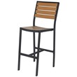Source Furniture Napa Aluminum Patio Bar Side Stool in Black Frame/Teak Seat