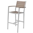 Source Furniture Napa Aluminum Patio Bar Stool in Silver Frame/Gray Seat & Back