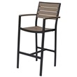 Source Furniture Napa Aluminum Patio Bar Stool in Black Frame/Gray Seat & Back