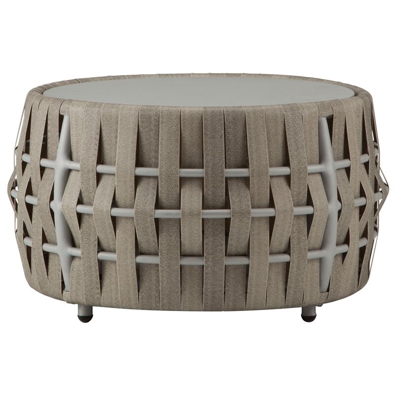 Source Furniture Scorpio Aluminum Frame Round Patio Coffee Table in Gray