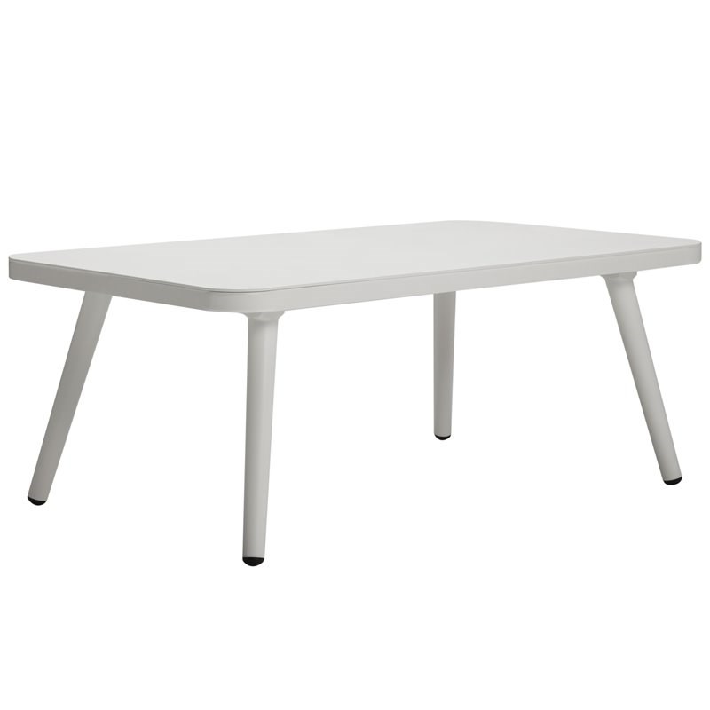 Source Furniture Aria Aluminum Frame Rectangular Coffee Table in White